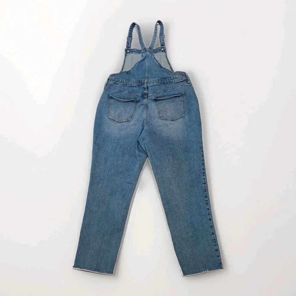 UNIVERSAL THREAD Denim Bib Overalls Full Length Raw Hem Mid Rise SIZE 14/26R